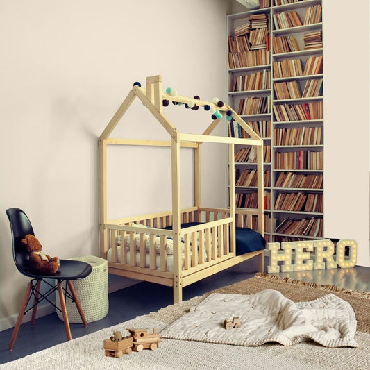 Cottage-Kids-House-Bed-with-rails-on-legs-natural
